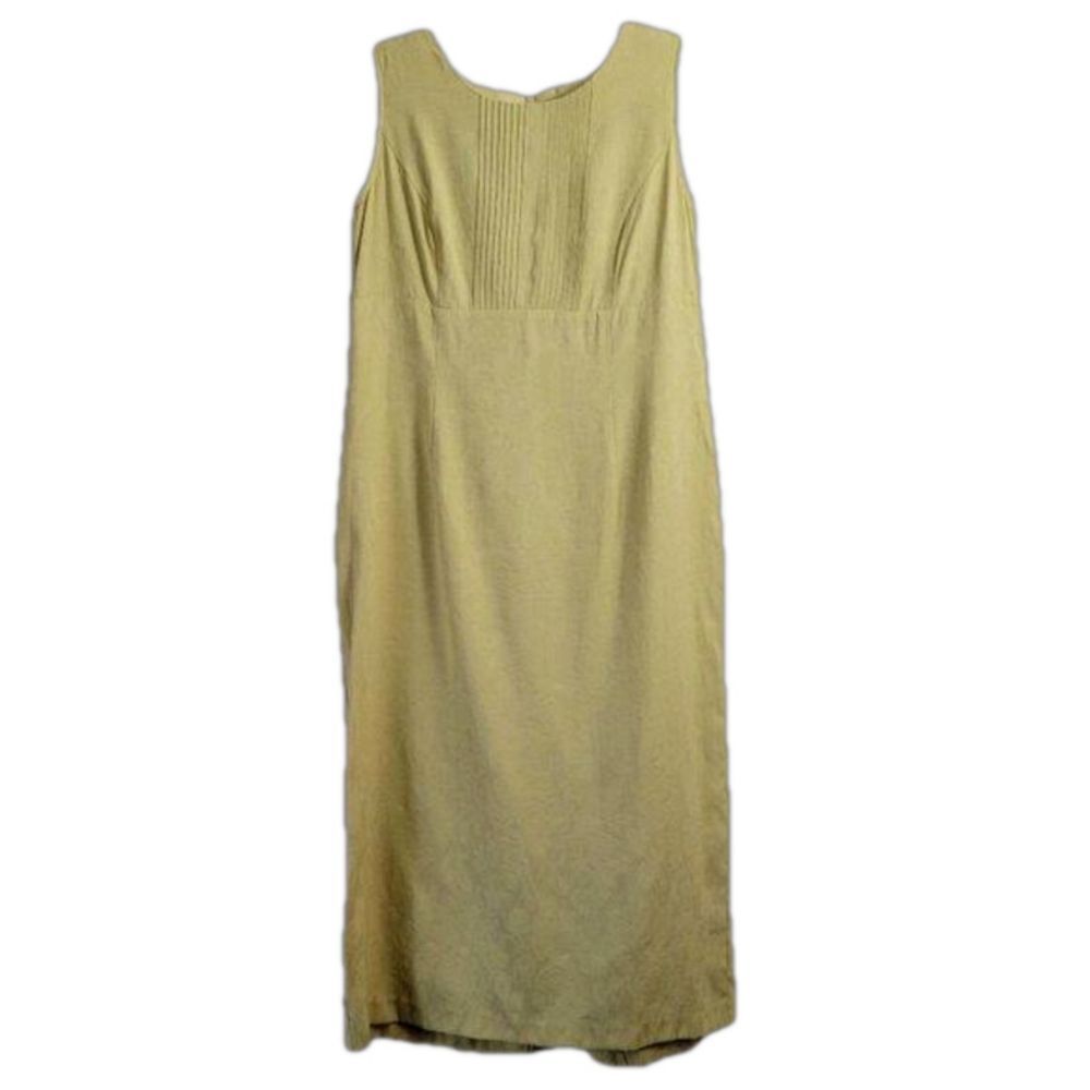 Sag Harbor Pencil Dress Yellow Rayon blend 12P Jacquard Zip sleeveless Retro EUC